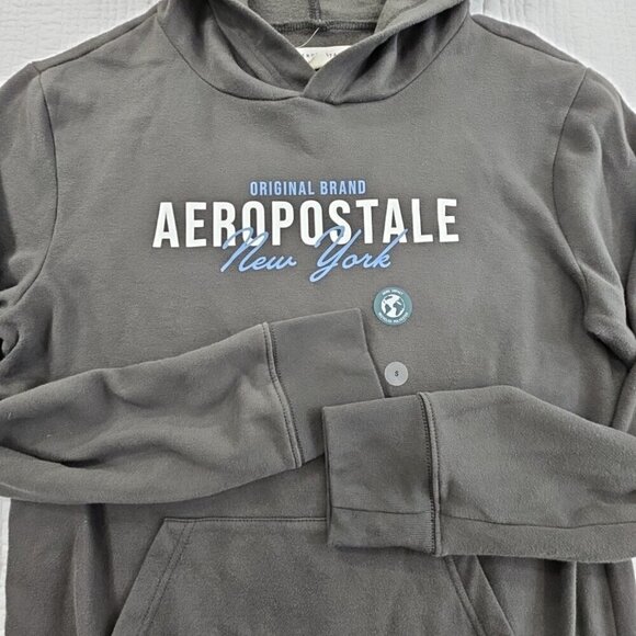 NWT Aeropostale Logo Hoodie Men's Small Grey Kangaroo Pockets NEW Original Blend - Picture 3 of 14